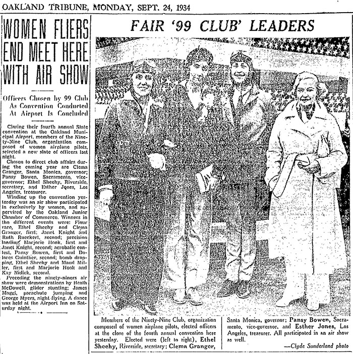 Pansy Bowen (2nd From Right), Oakland Tribune, September 24, 1934 (Source: Woodling)