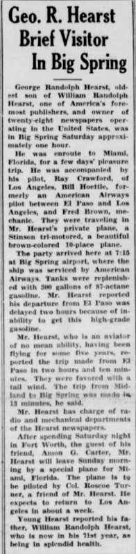 Big Springs Daily Herald (TX), April 1, 1934 (Source: Woodling) 
