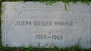 Joseph W. Harper, Grave Marker, 1963 (Source: ancestry.com)