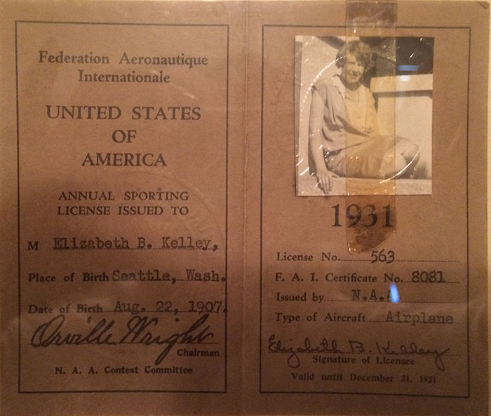 Elizabeth Kelley, 1931 F.A.I. Sporting License (Source: Kelley Family)