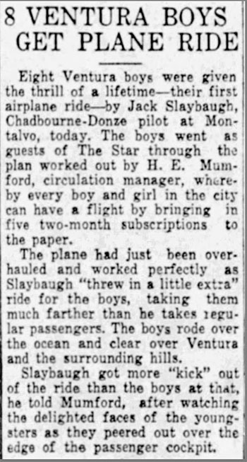 Ventura Daily Star-Ventura Daily Post, July 9,1929 (Source: newspapers.com) 