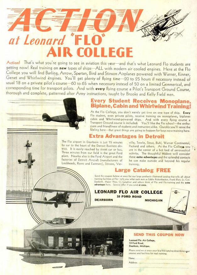 Leonard Flo Aviation School, Popular Aviation, June, 1931 (Source: PA)