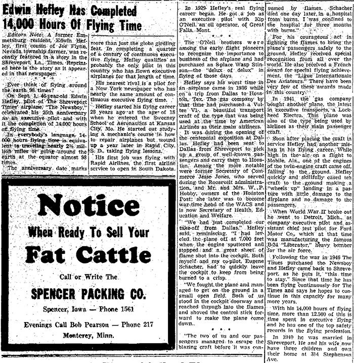 The Emmetsburg Reporter (IA), October 19, 1954 (Source: Woodling)