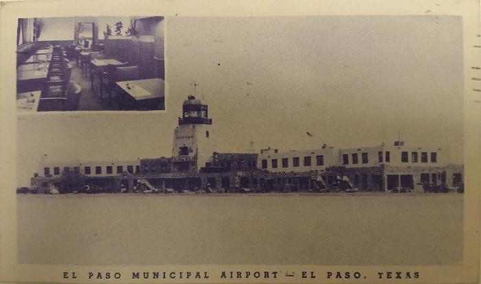 Penny Postcard from El Paso, TX Airport, October 12, 1950 (Source: Hefley Family)