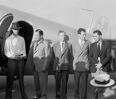 Howard Hughes & Crew of Global Flight, 1938 (Source NHR)