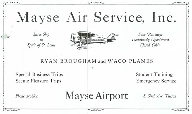 C.W. Mayse Advertising Flyer, Date Unknown (Source: Webmaster)