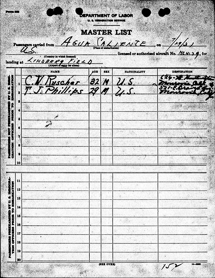 U.S. Immigration Form, July 28, 1931 (Source: ancestry.com) 
