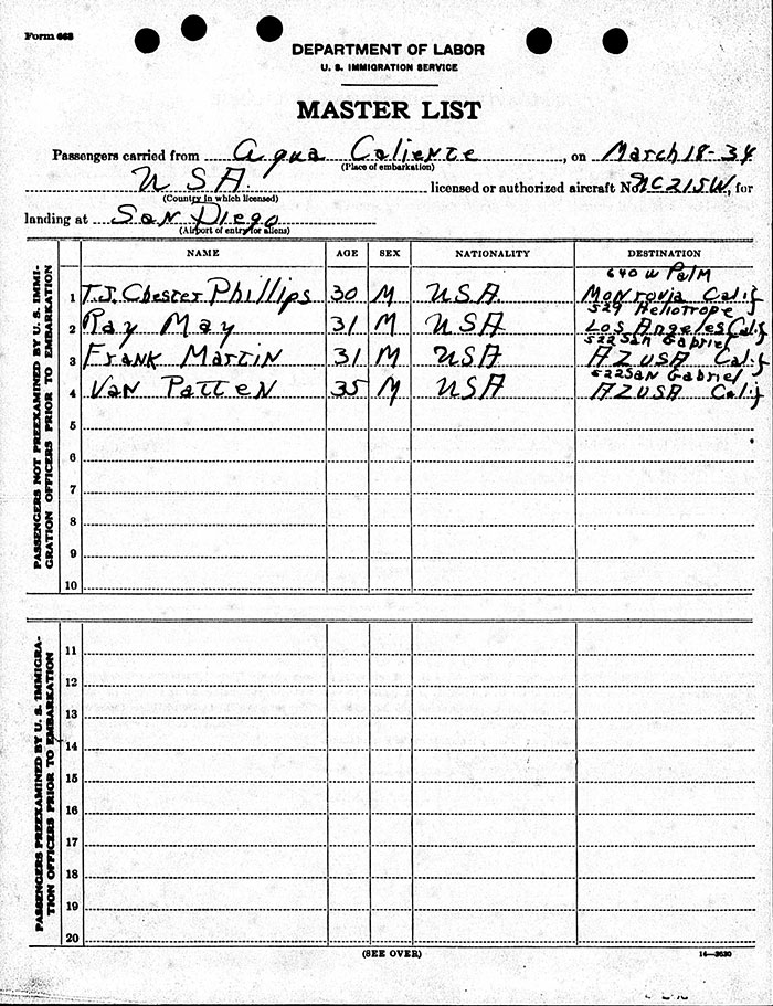 U.S. Immigration Form, March 8, 1934 (Source: ancestry.com) 