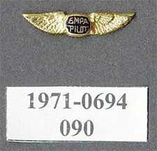 Wings Pin, The Eddie Martin Pilot's Association, Ca. 1930s (Source: NASM)