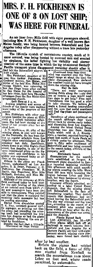San Mateo Times (CA), January 30, 1932 (Source: newspapers.com) 