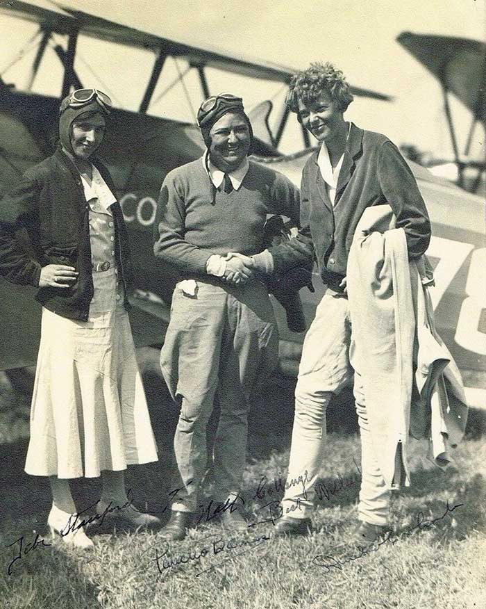 Debie Stanford (L), Pancho Barnes and Amelia Earhart (Source: Tudge/Riley Family)