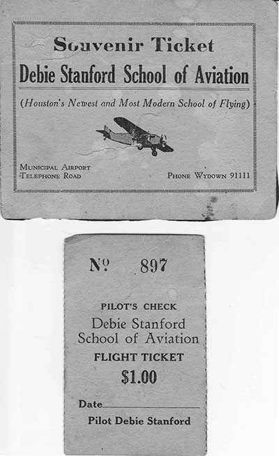 Debie Stanford School of Flying, Undated Flight Coupon (Source: Tudge/Riley Family)